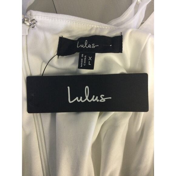 LULU'S SZ XL Beaming Perfection White Pearl Organza Tie-Strap Mini Dress NWT B60 - Picture 7 of 11